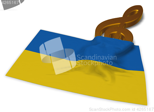 Image of clef symbol and flag of the ukraine - 3d rendering