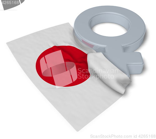 Image of female symbol and flag of japan - 3d rendering