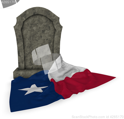 Image of gravestone and flag of texas - 3d rendering