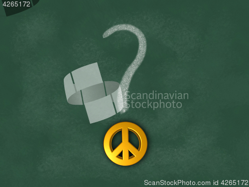 Image of question mark and pacific symbol on chalkboard - 3d illustration