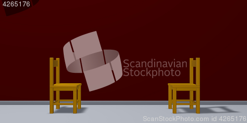 Image of Two chairs are facing each other - 3d rendering