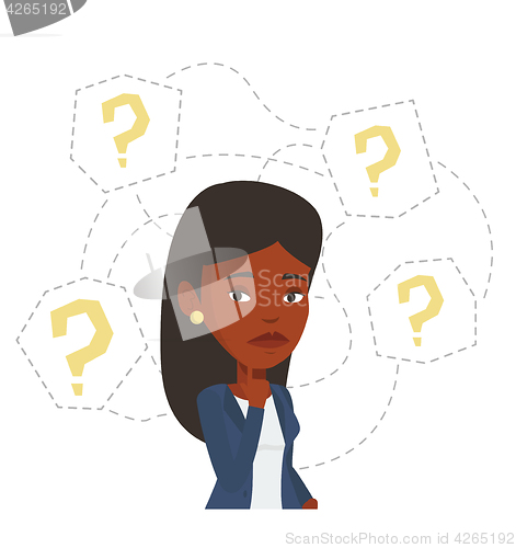 Image of Young businesswoman thinking vector illustration.