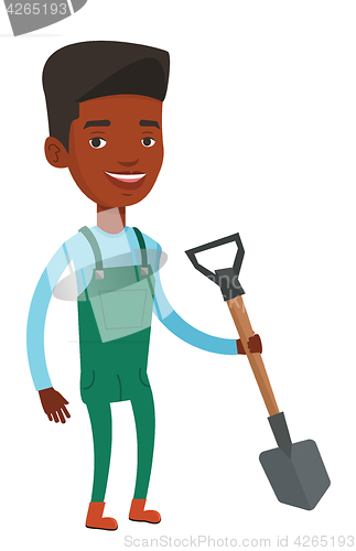 Image of Farmer with shovel vector illustration.