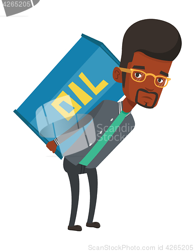 Image of Man carrying oil barrel vector illustration.