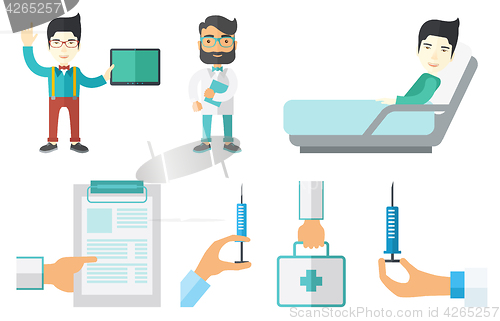 Image of Vector set of doctor characters and patients.