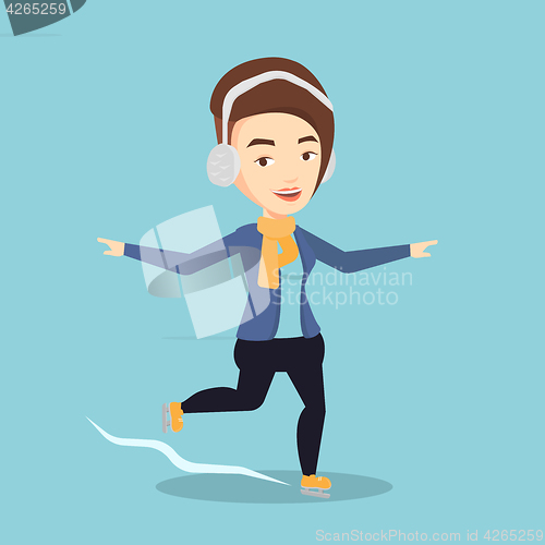 Image of Woman ice skating vector illustration.