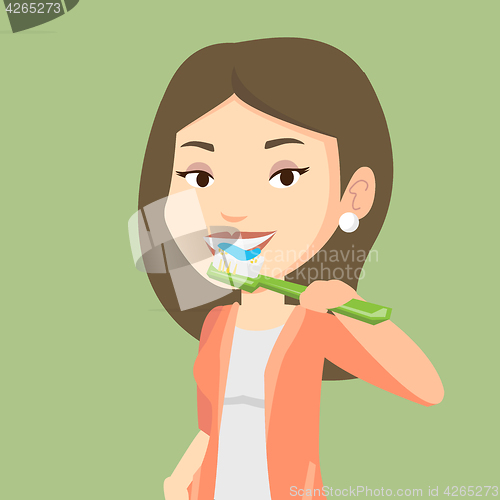 Image of Woman brushing her teeth vector illustration.