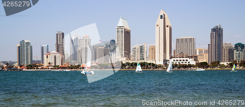 Image of Sailboats San Diego California Downtown City Skyline Waterfront