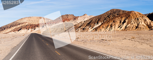 Image of Panoramic View Open Road Death Valley National Park Highway