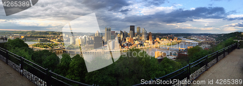 Image of Panoramic Pittsburgh Pennsylvania Downtown City Skyline Three Ri