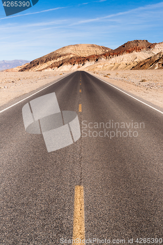 Image of Panoramic View Open Road Death Valley National Park Highway