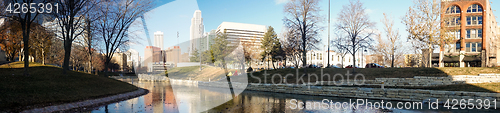 Image of Long Panoramic Omaha Nebraska Downtown City Skyline