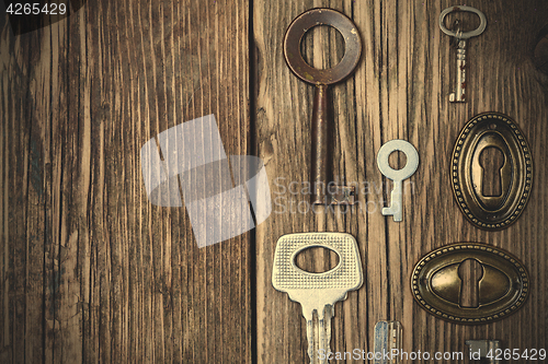 Image of vintage keys and keyholes