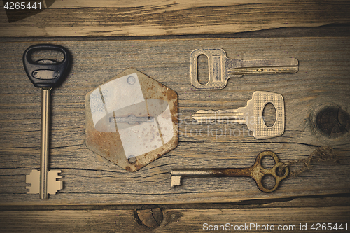 Image of A set of lost keys and an old keyhole