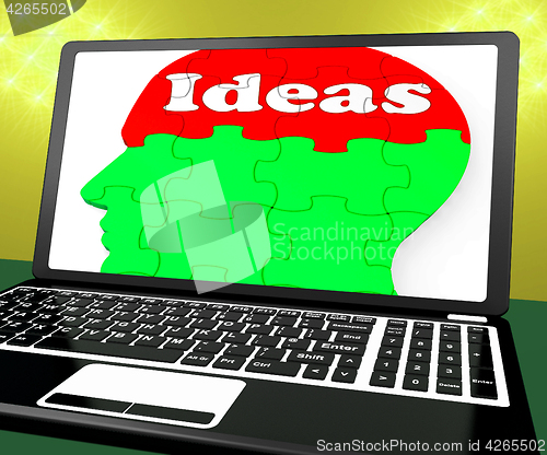 Image of Ideas On Brain On Laptop Shows Technology Inventions