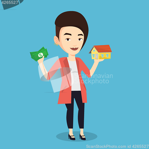 Image of Woman buying house thanks to loan.