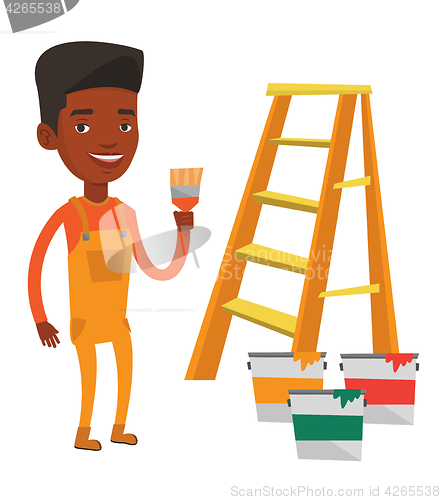 Image of Painter with paint brush vector illustration.