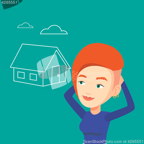 Image of Woman dreaming about buying new house.