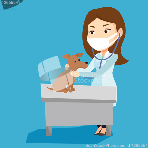 Image of Veterinarian examining dog vector illustration.