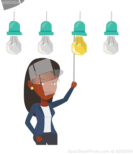 Image of Woman having business idea vector illustration.