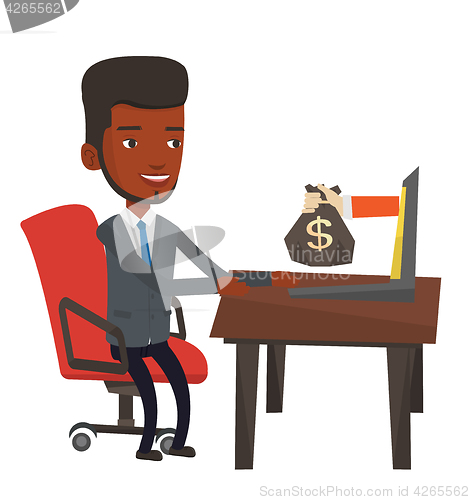 Image of Businessman earning money from online business.