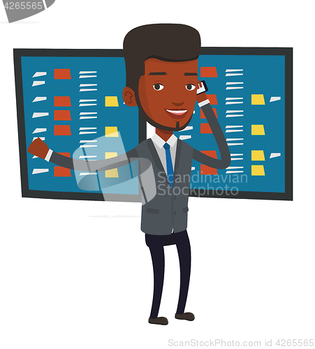 Image of Stockbroker at stock exchange vector illustration.