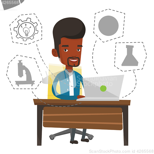 Image of Student using laptop for education.