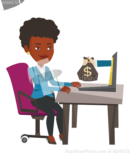 Image of Businesswoman earning money from online business.