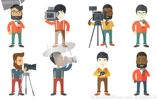 Image of Vector set of media people characters.