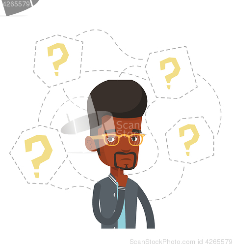 Image of Young businessman thinking vector illustration.