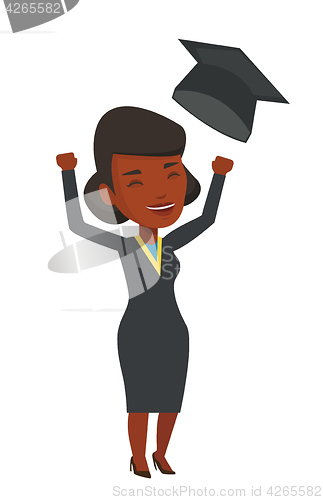 Image of Graduate throwing up his hat vector illustration.