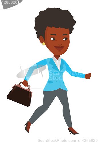 Image of Happy businesswoman running vector illustration.