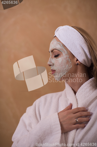 Image of Spa Woman applying Facial Mask