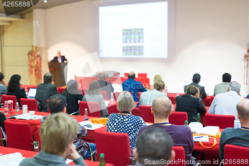 Image of Audience in lecture hall on scientific conference.