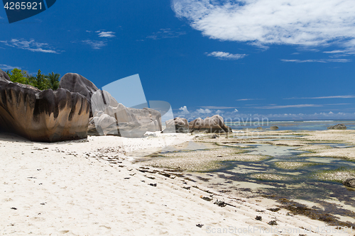 Image of rocks on seychelles island beach in indian ocean