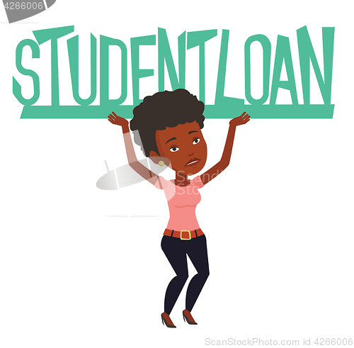 Image of Woman holding sign of student loan.