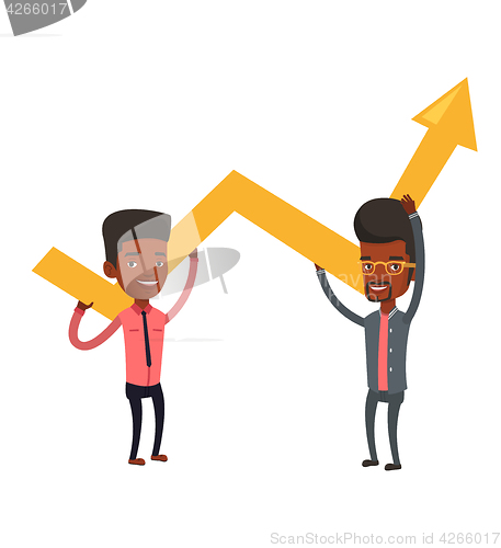 Image of Two businessmen holding growth graph.