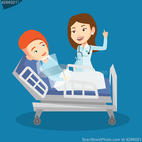 Image of Doctor visiting patient vector illustration.