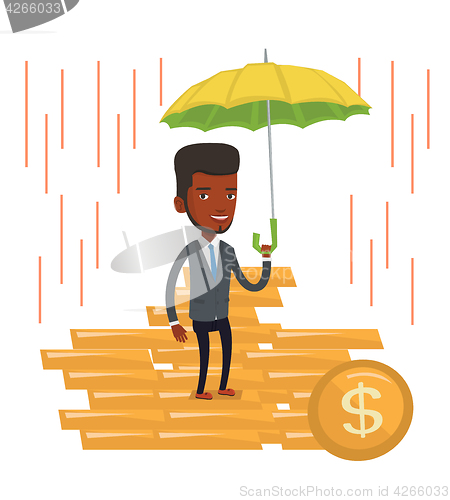Image of Business man insurance agent with umbrella.