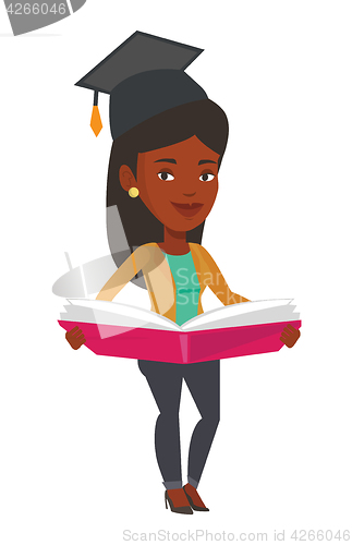 Image of Graduate with book in hands vector illustration.