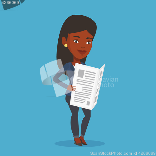 Image of Woman reading newspaper vector illustration.