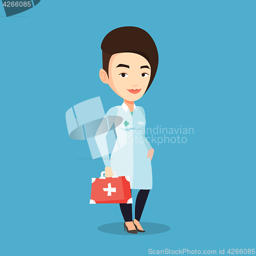 Image of Doctor holding first aid box vector illustration.