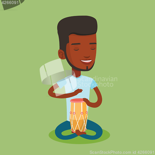 Image of Man playing ethnic drum vector illustration.