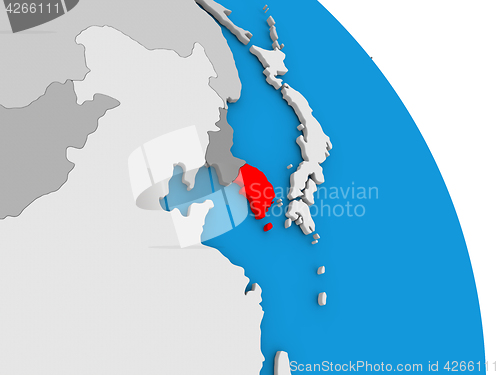 Image of South Korea on globe