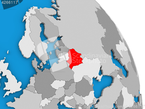 Image of Belarus on globe