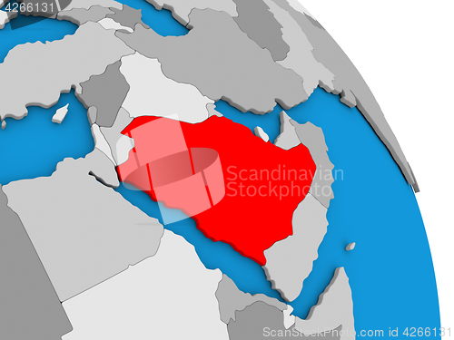 Image of Saudi Arabia on globe