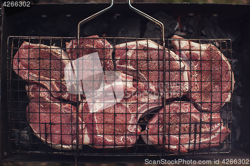 Image of Grilling fresh entrecote pork