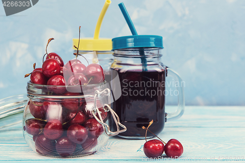 Image of Cherry juice with glass of berries