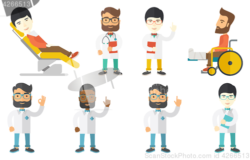 Image of Vector set of doctor characters and patients.