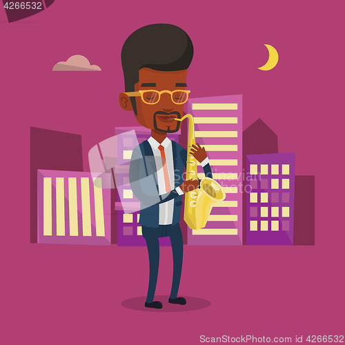 Image of Musician playing on saxophone vector illustration.